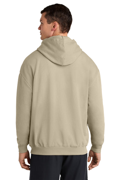 Stanley/Stella Unisex Cooper Dry Hooded Sweatshirt in Desert Dust, back on model