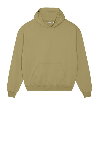 Stanley/Stella Unisex Cooper Dry Hooded Sweatshirt in Faded Olive, front flat