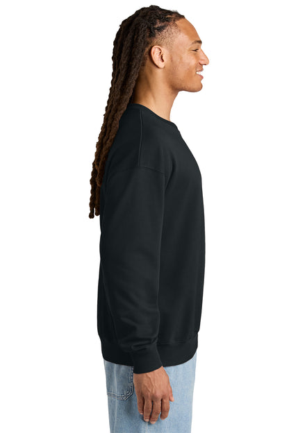Stanley/Stella Unisex Ledger Dry Crewneck Sweatshirt in Black, side on model