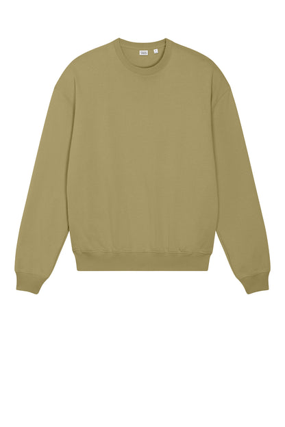Stanley/Stella Unisex Ledger Dry Crewneck Sweatshirt in Faded Olive, front flat