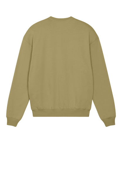 Stanley/Stella Unisex Ledger Dry Crewneck Sweatshirt in Faded Olive, back flat