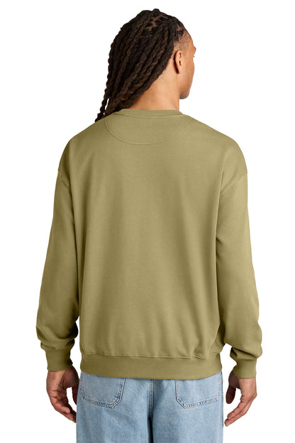 Stanley/Stella Unisex Ledger Dry Crewneck Sweatshirt in Faded Olive, back on model