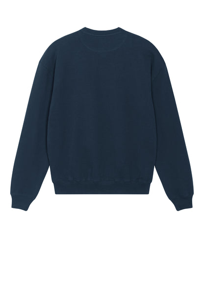 Stanley/Stella Unisex Ledger Dry Crewneck Sweatshirt in French Navy, back flat