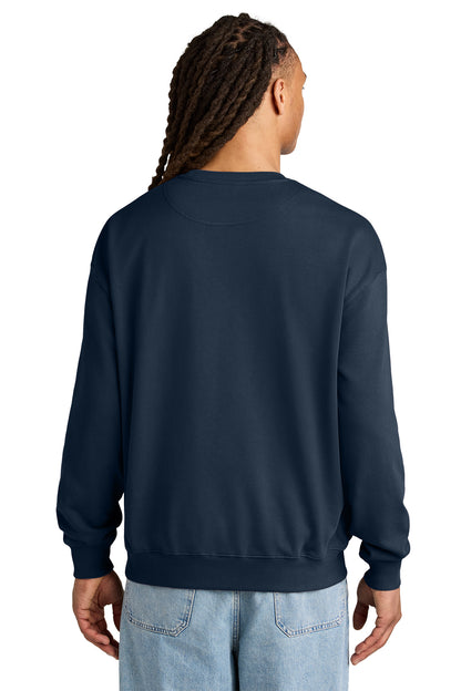 Stanley/Stella Unisex Ledger Dry Crewneck Sweatshirt in French Navy, back on model