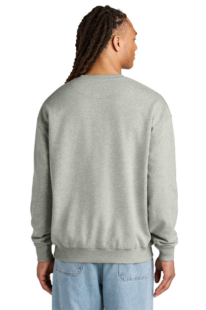 Stanley/Stella Unisex Ledger Dry Crewneck Sweatshirt in Heather Grey, back on model