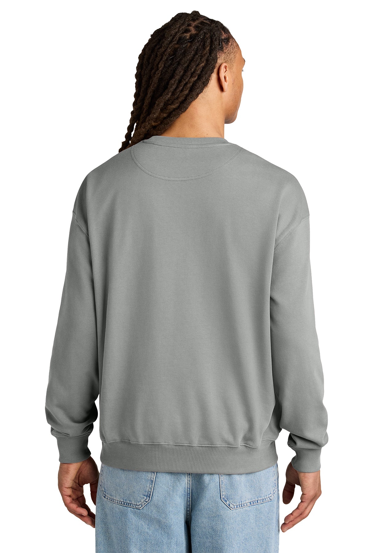 Stanley/Stella Unisex Ledger Dry Crewneck Sweatshirt in Misty Grey, back on model