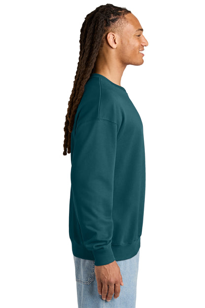 Stanley/Stella Unisex Ledger Dry Crewneck Sweatshirt in Stargazer, side on model