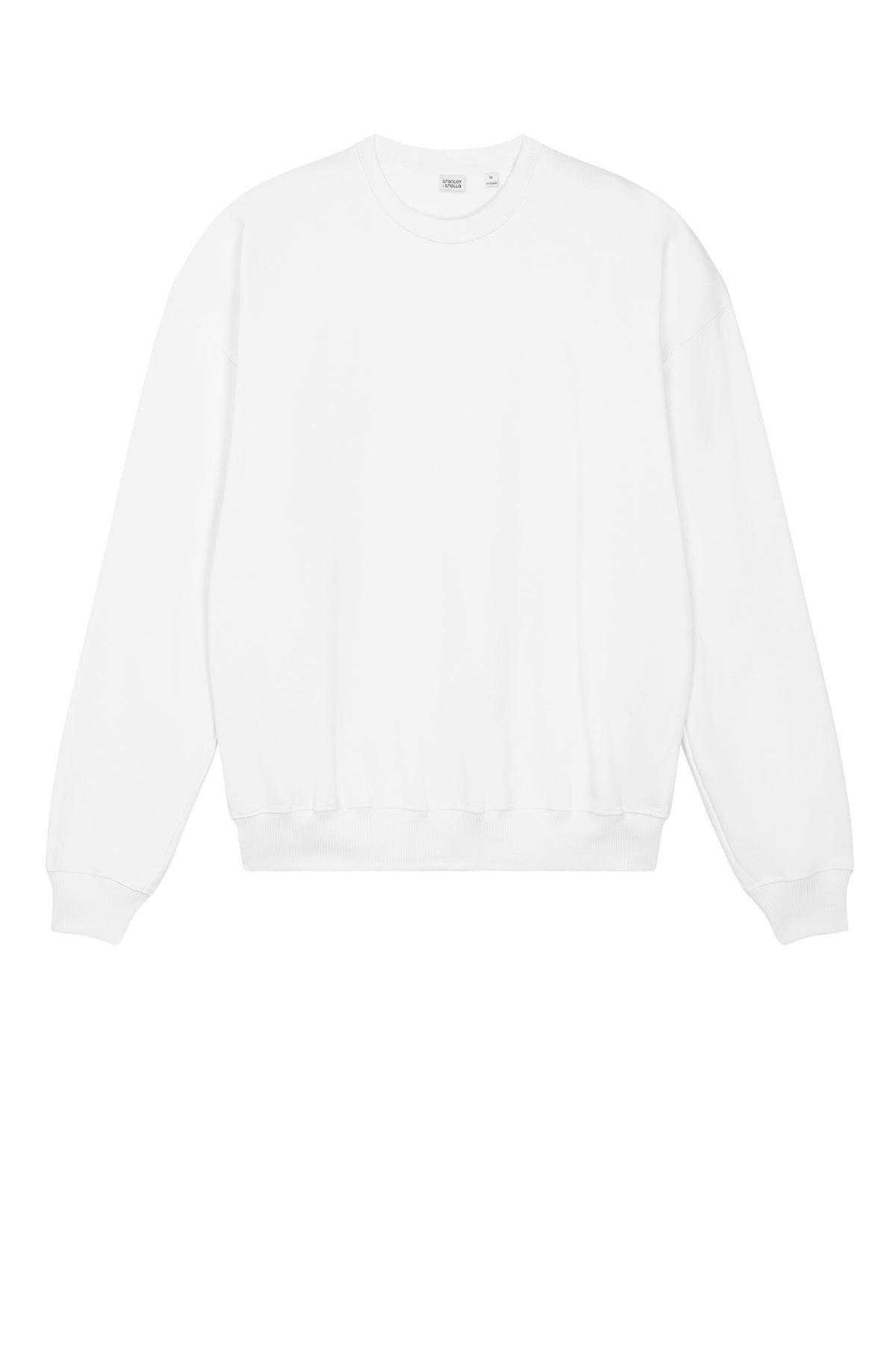 Stanley/Stella Unisex Ledger Dry Crewneck Sweatshirt in White, front flat