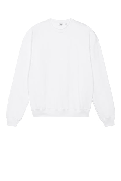 Stanley/Stella Unisex Ledger Dry Crewneck Sweatshirt in White, front flat