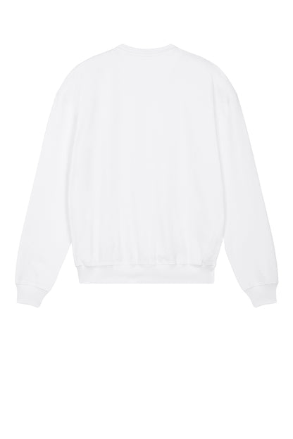 Stanley/Stella Unisex Ledger Dry Crewneck Sweatshirt in White, back flat
