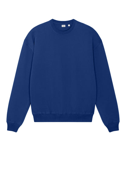 Stanley/Stella Unisex Ledger Dry Crewneck Sweatshirt in Worker Blue, front flat