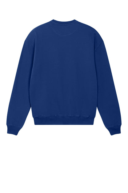 Stanley/Stella Unisex Ledger Dry Crewneck Sweatshirt in Worker Blue, back flat