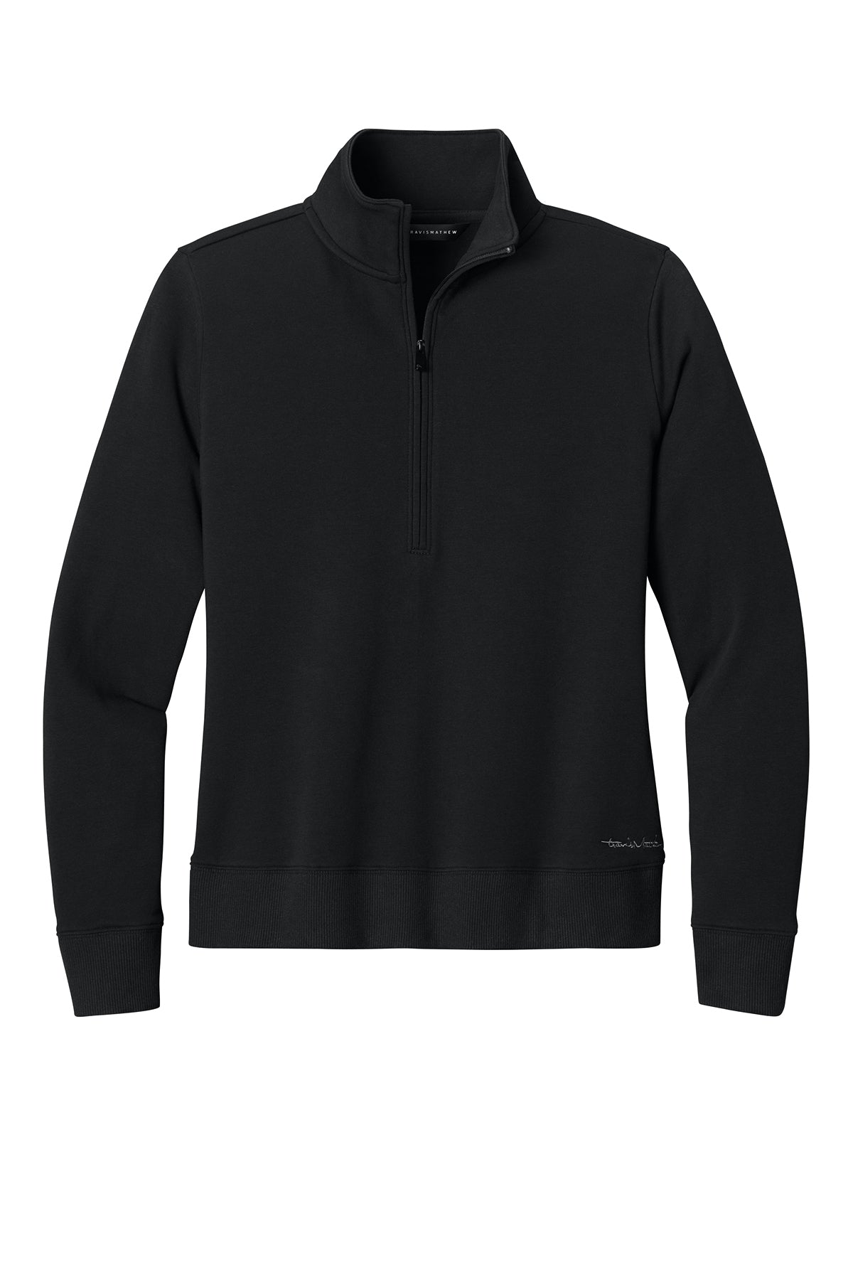 TravisMathew Women’s Ocean Villa 1/4-Zip in Black, front flat