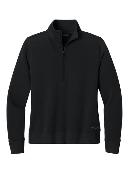 TravisMathew Women’s Ocean Villa 1/4-Zip in Black, front flat