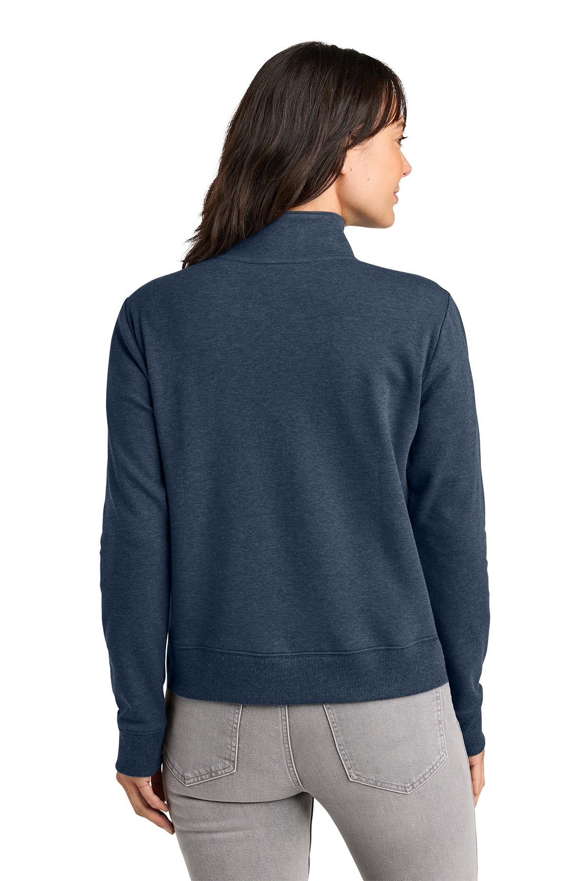 TravisMathew Women’s Ocean Villa 1/4-Zip in Blue Heather, back on model