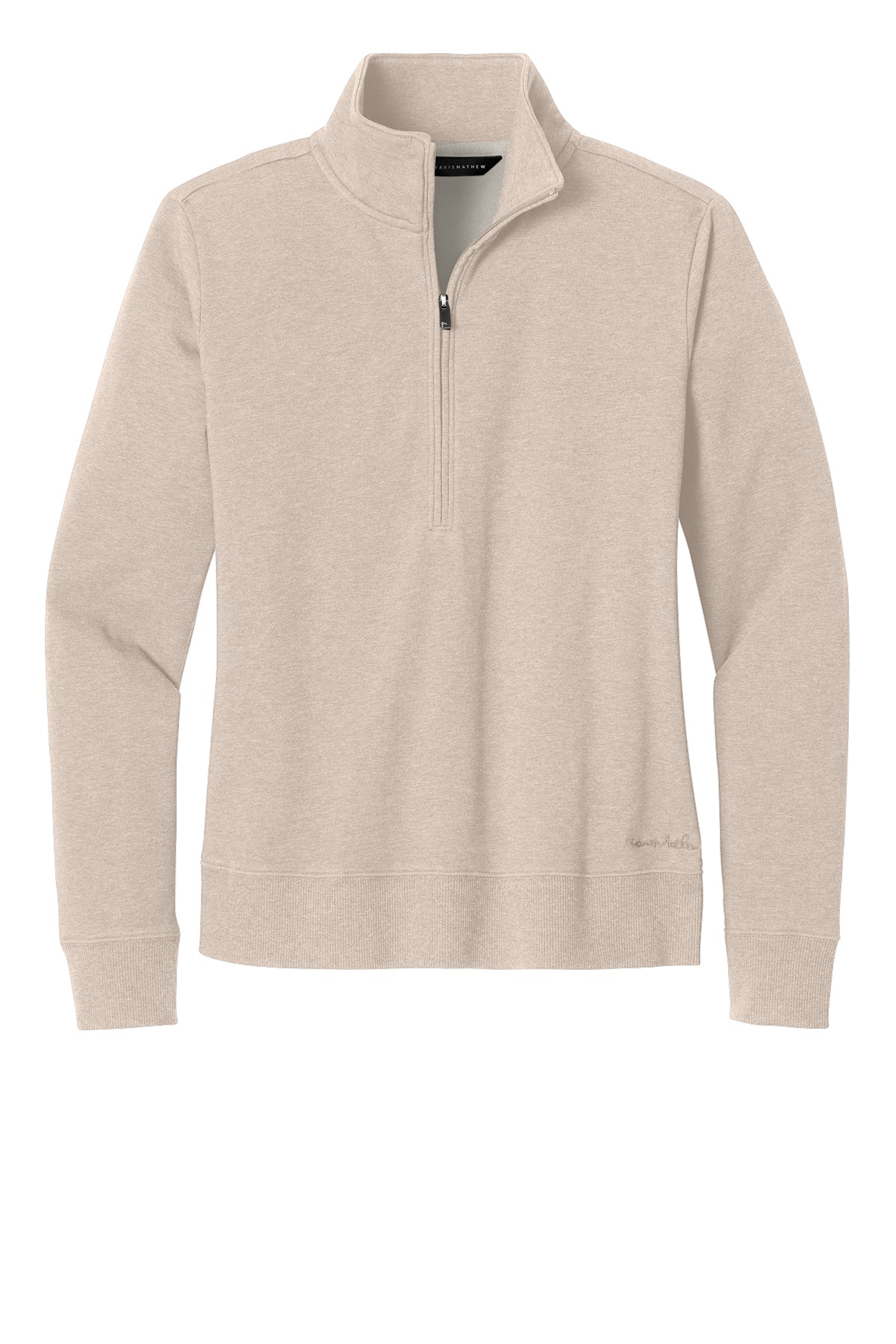 TravisMathew Women’s Ocean Villa 1/4-Zip in Natural Heather, front flat