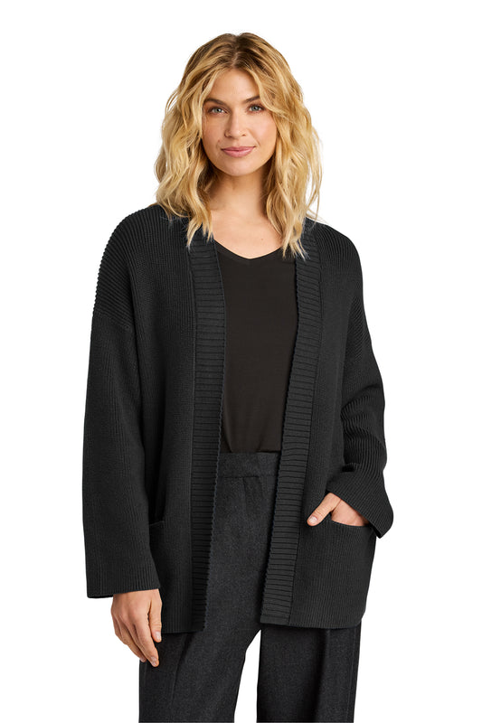 Mercer+Mettle Women’s Open Cardi in Deep Black, front on model