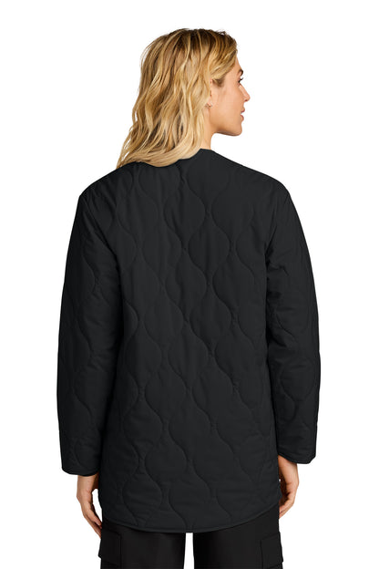 Mercer+Mettle Women’s Quilted Liner Jacket in Deep Black, back on model