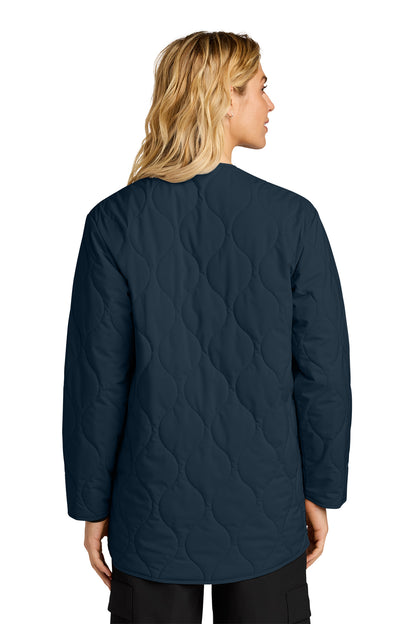 Mercer+Mettle Women’s Quilted Liner Jacket in Night Navy, back on model