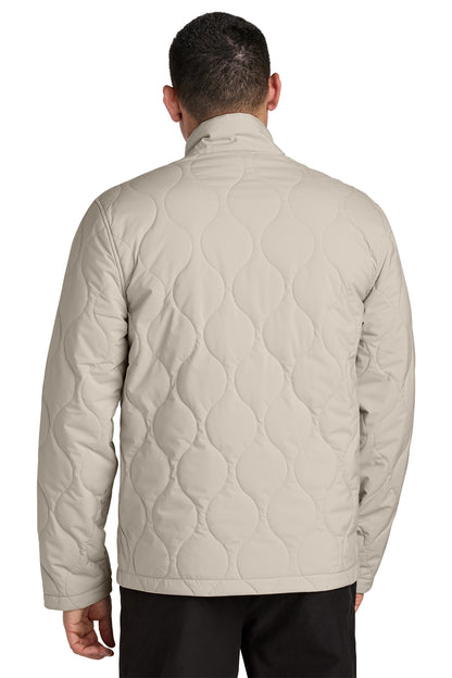 Mercer+Mettle Quilted Liner Jacket in Almond, back on model