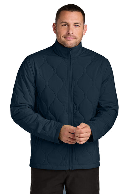 Mercer+Mettle Quilted Liner Jacket in Night Navy, front on model