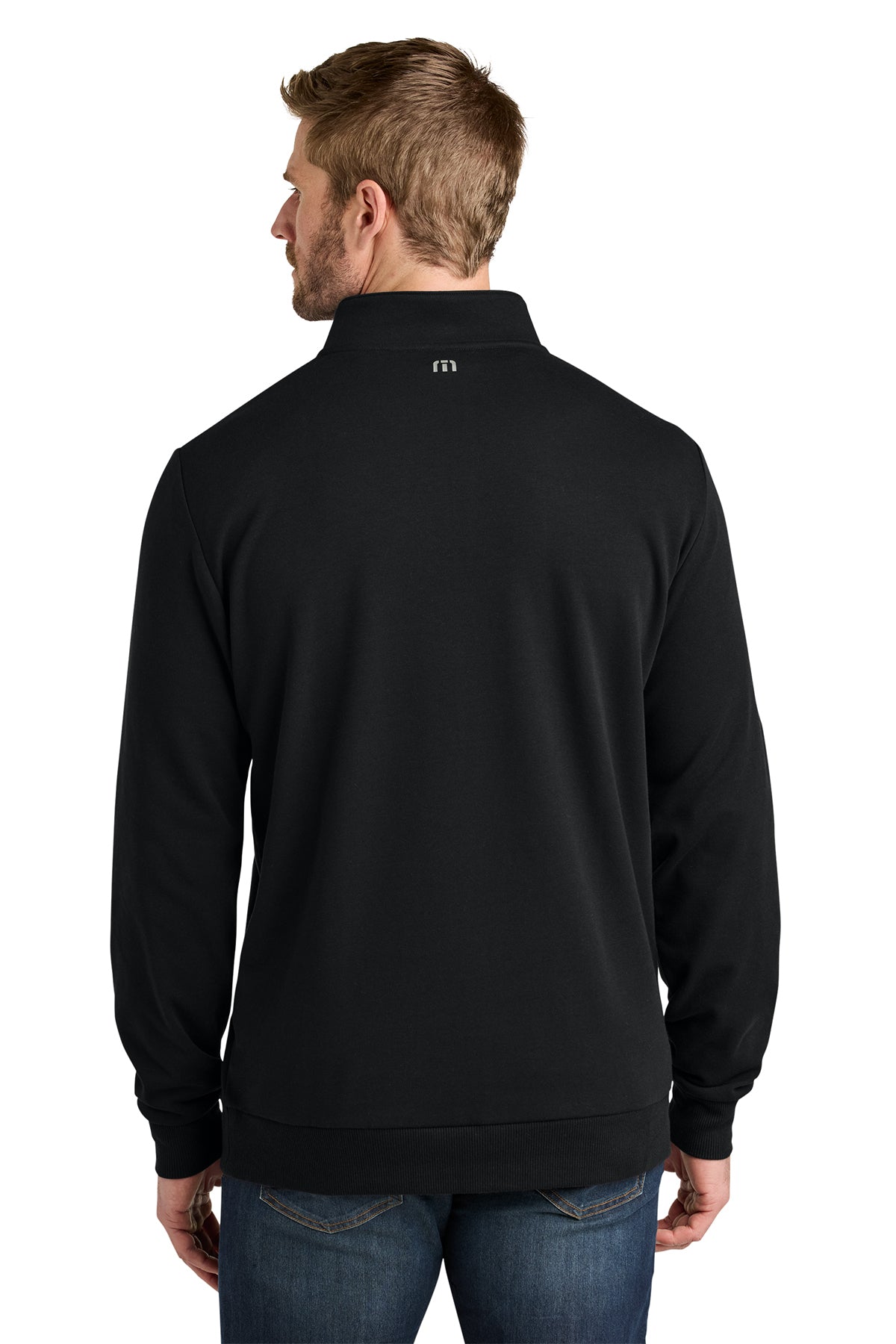 TravisMathew Ocean Villa 1/4-Zip in Black, back on model