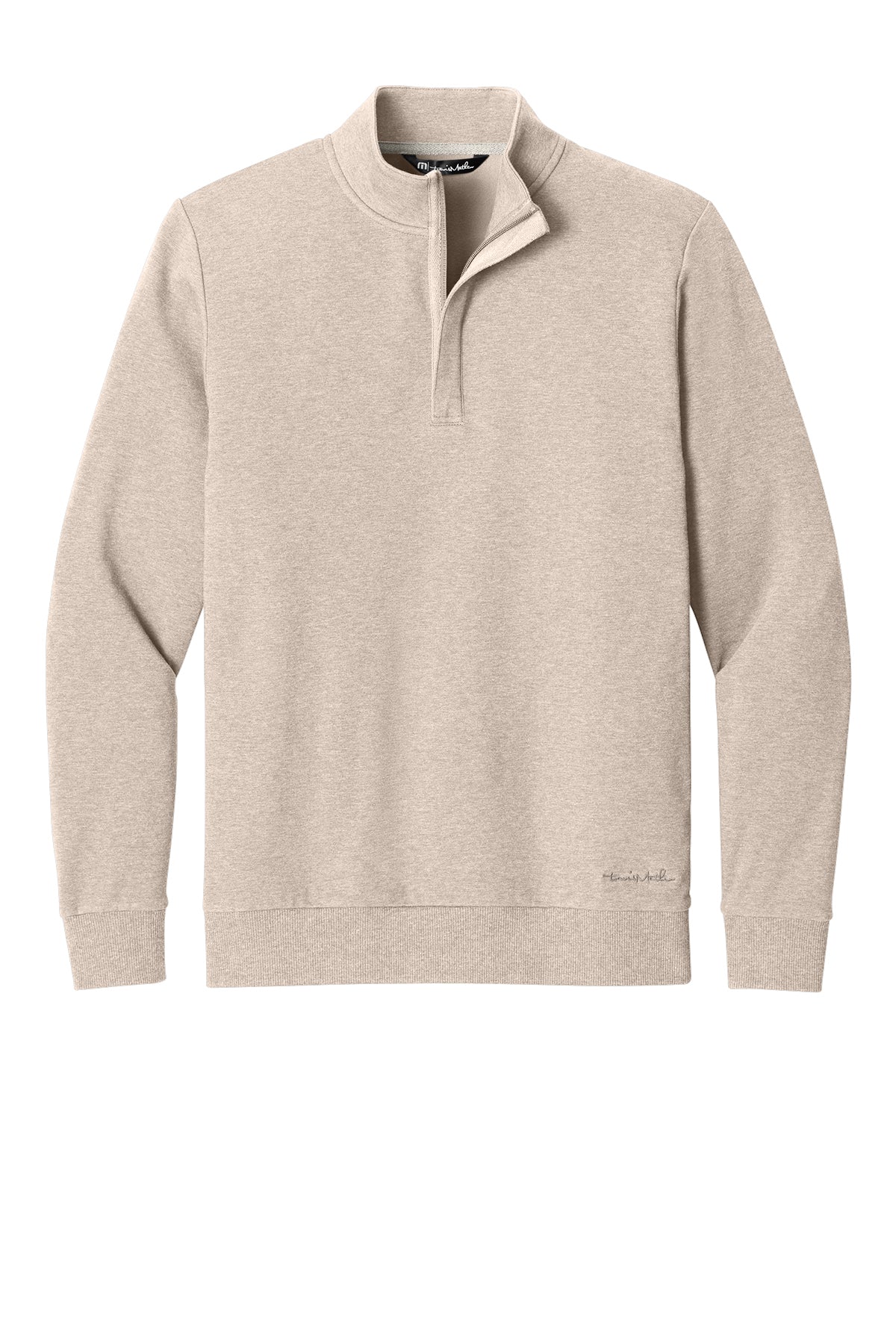 TravisMathew Ocean Villa 1/4-Zip in Natural Heather, front flat