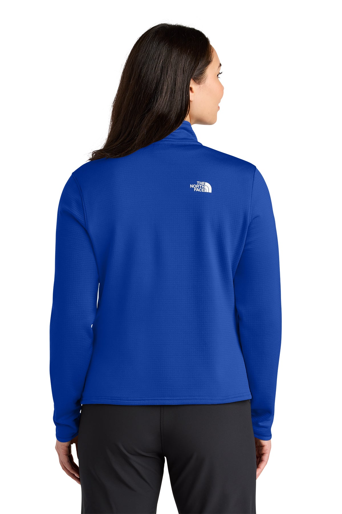 The North Face Women’s Aim 1/4-Zip Fleece in TNF Blue, back on model