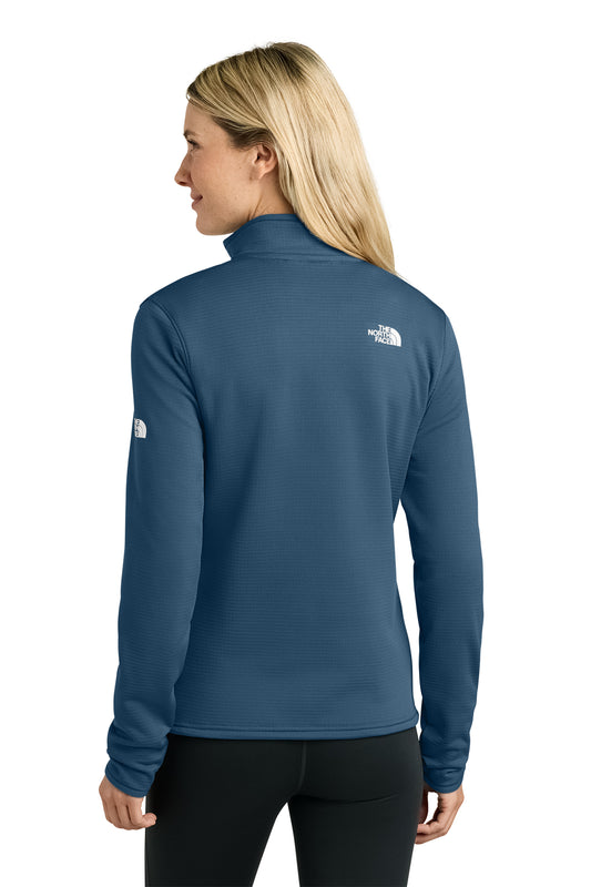The North Face Women’s Aim Full-Zip Fleece Jacket in Shady Blue, back on model