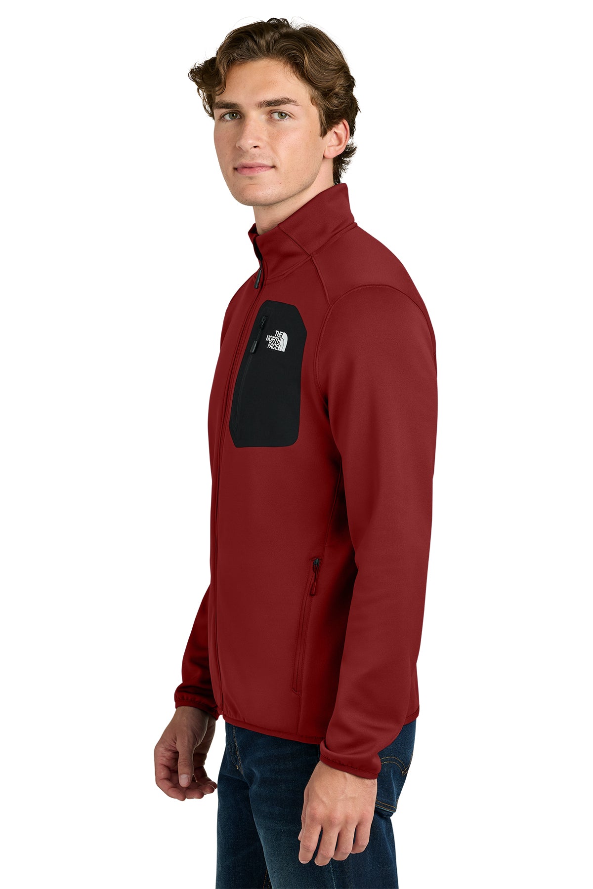 The North Face Dove Creek Full-Zip Fleece Jacket in Cardinal Red, side on model