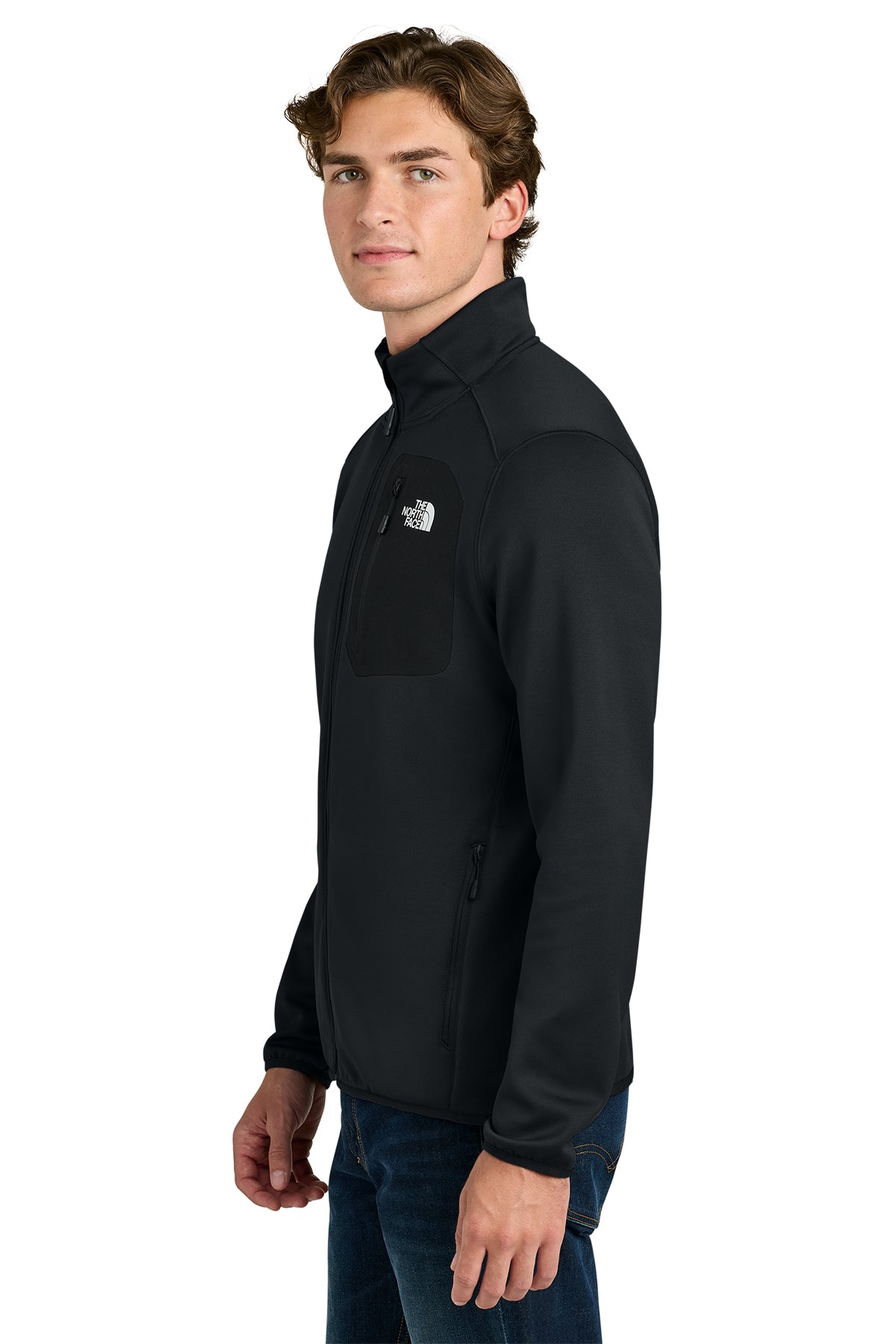 The North Face Dove Creek Full-Zip Fleece Jacket in TNF Black, side on model