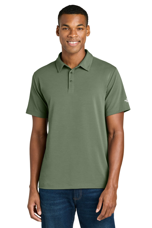 The North Face Canyon Crest Polo in Bark Mist Green, front on model