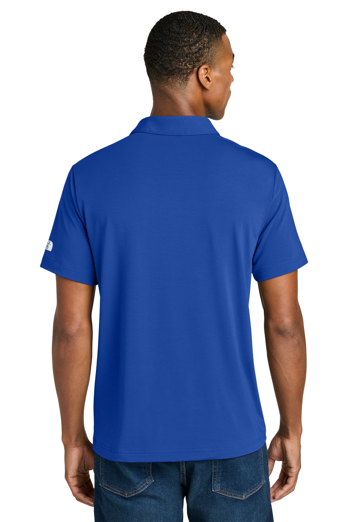 The North Face Canyon Crest Polo in TNF Blue, back on model
