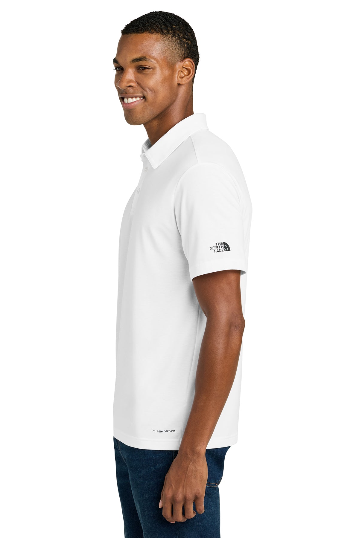 The North Face Canyon Crest Polo in TNF White, side on model
