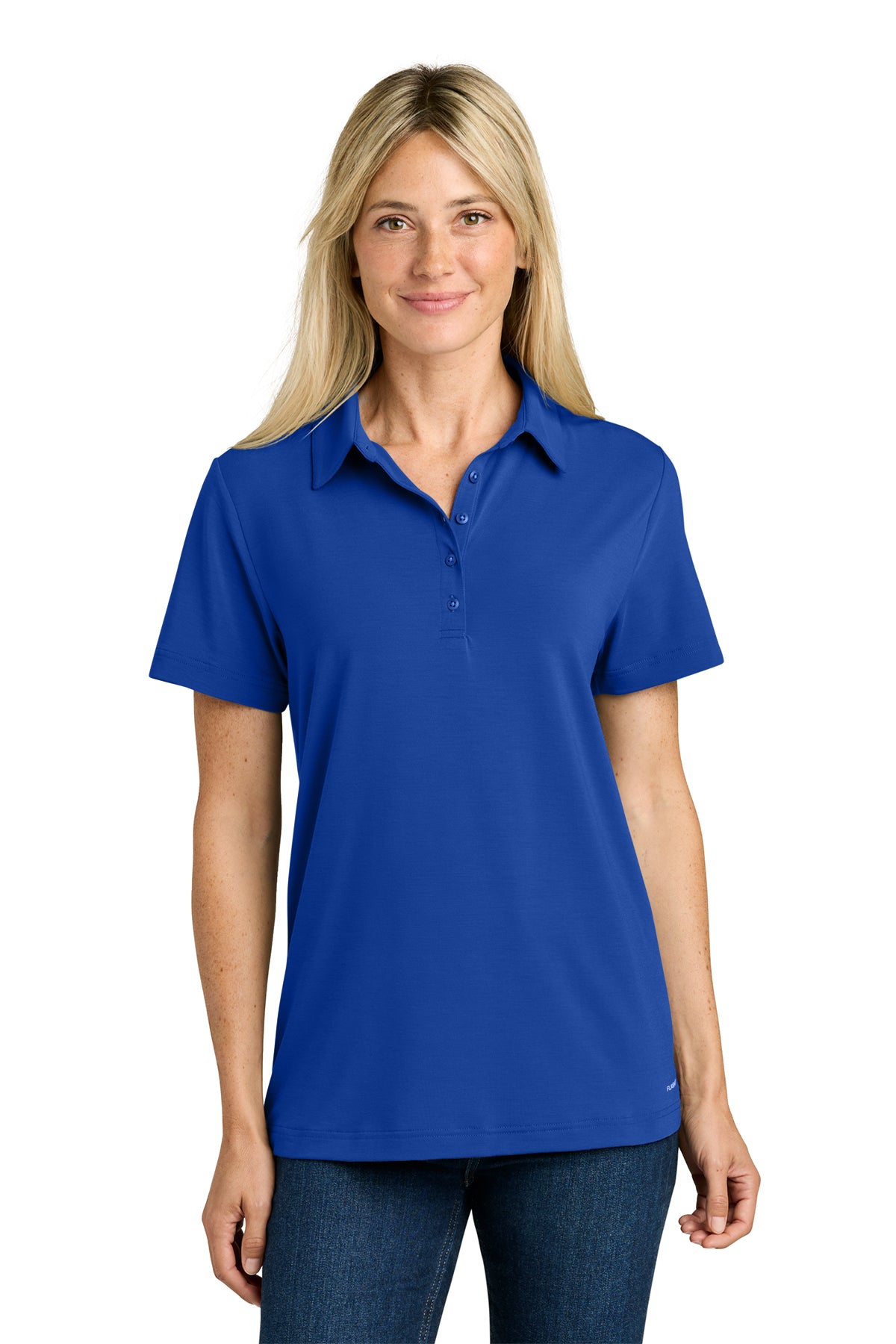 The North Face Women’s Canyon Crest Polo in TNF Blue, front on model