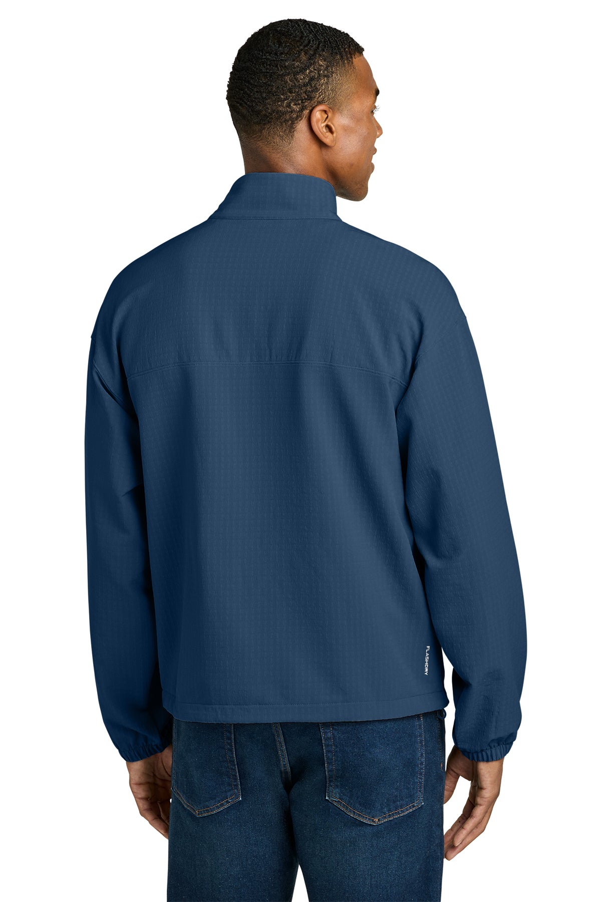 The North Face Mountain Horizon Jacket in Shady Blue, back on model