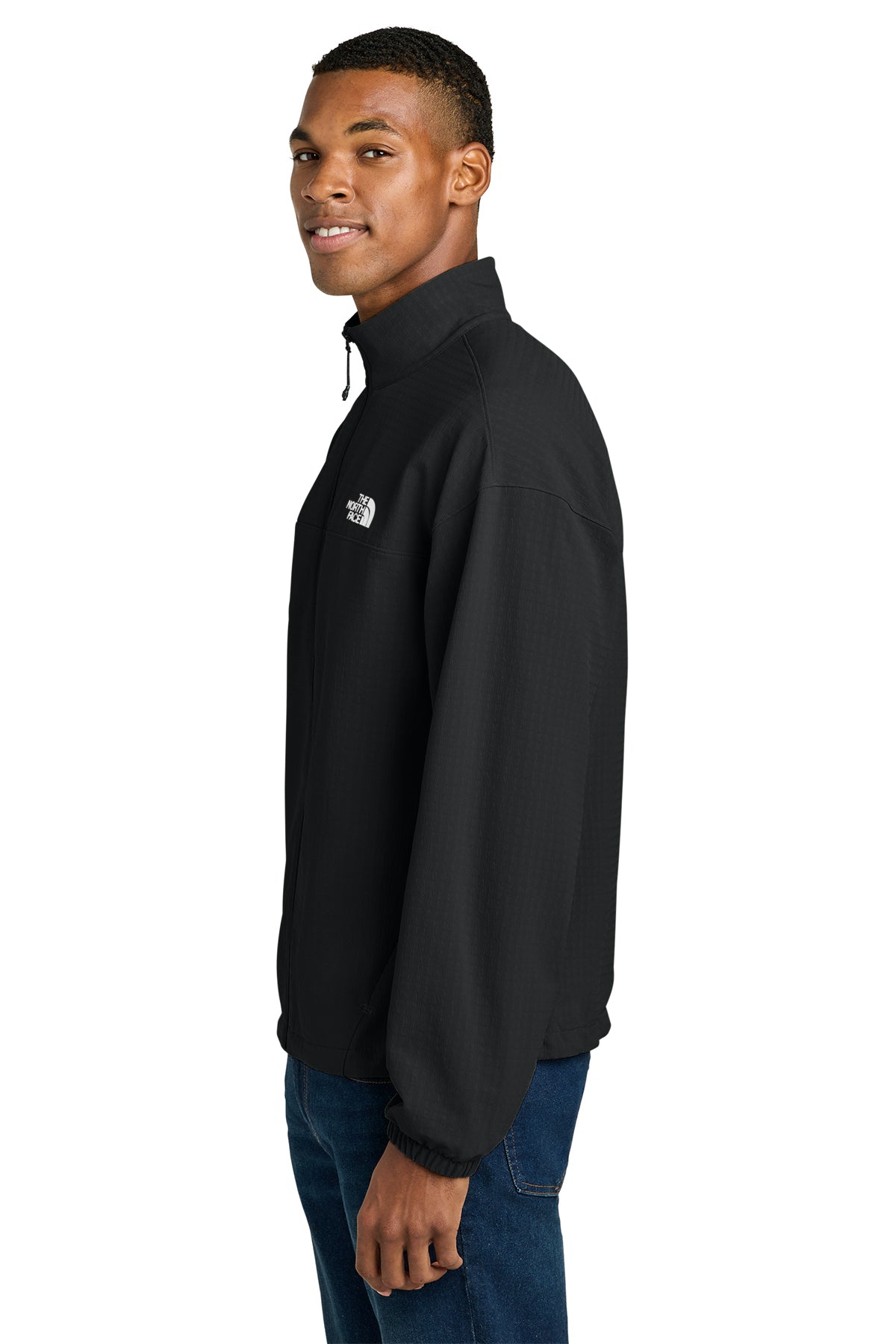 The North Face Mountain Horizon Jacket in TNF Black, side on model