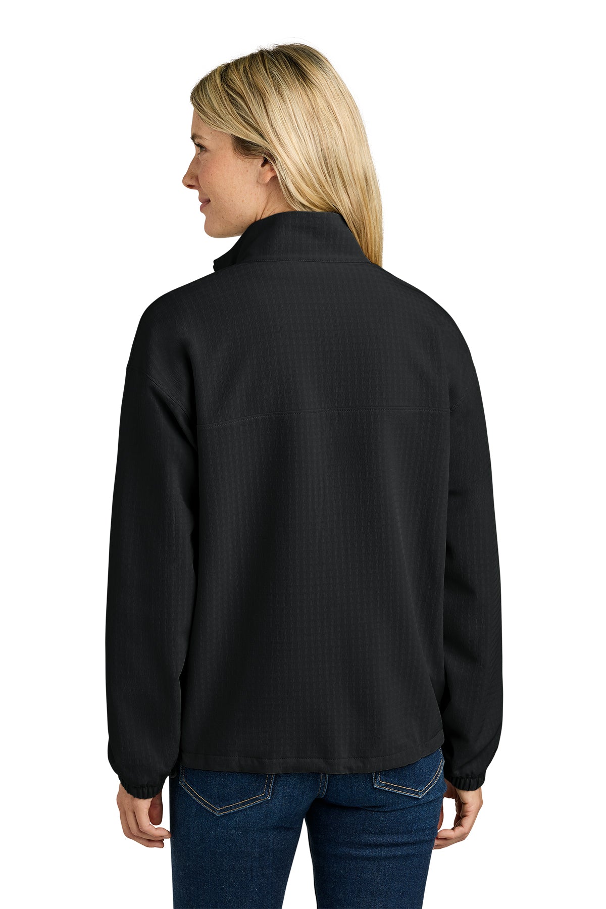 The North Face Women’s Mountain Horizon Jacket in TNF Black, back on model