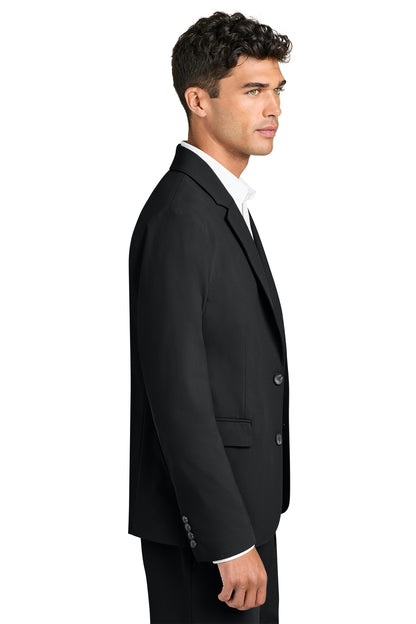Mercer+Mettle Capital Tech Blazer in Deep Black, side on model
