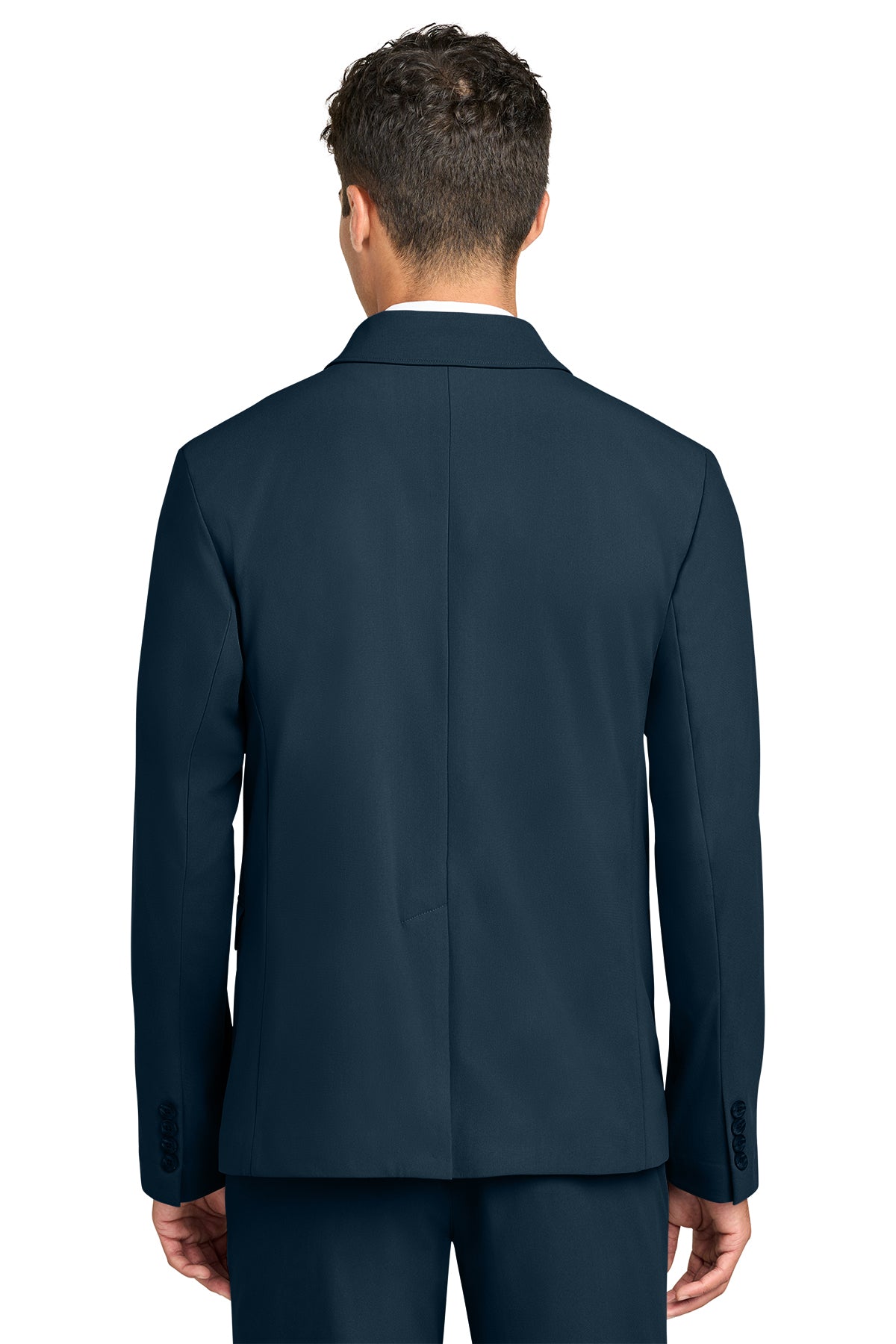 Mercer+Mettle Capital Tech Blazer in Night Navy, back on model