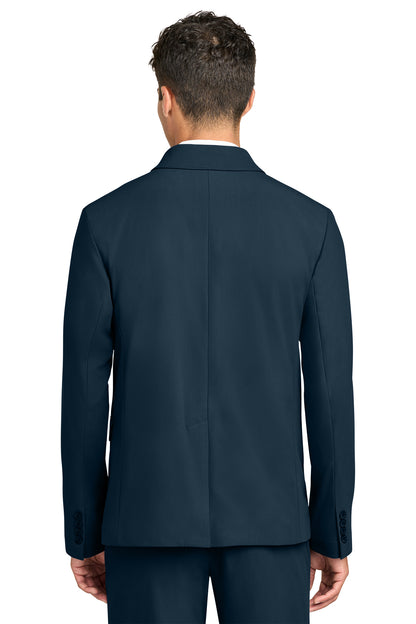 Mercer+Mettle Capital Tech Blazer in Night Navy, back on model