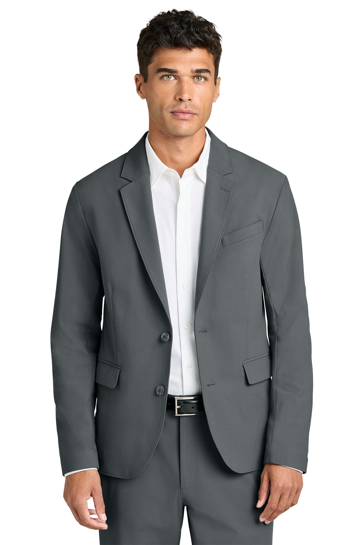 Mercer+Mettle Capital Tech Blazer in Storm Grey, front on model