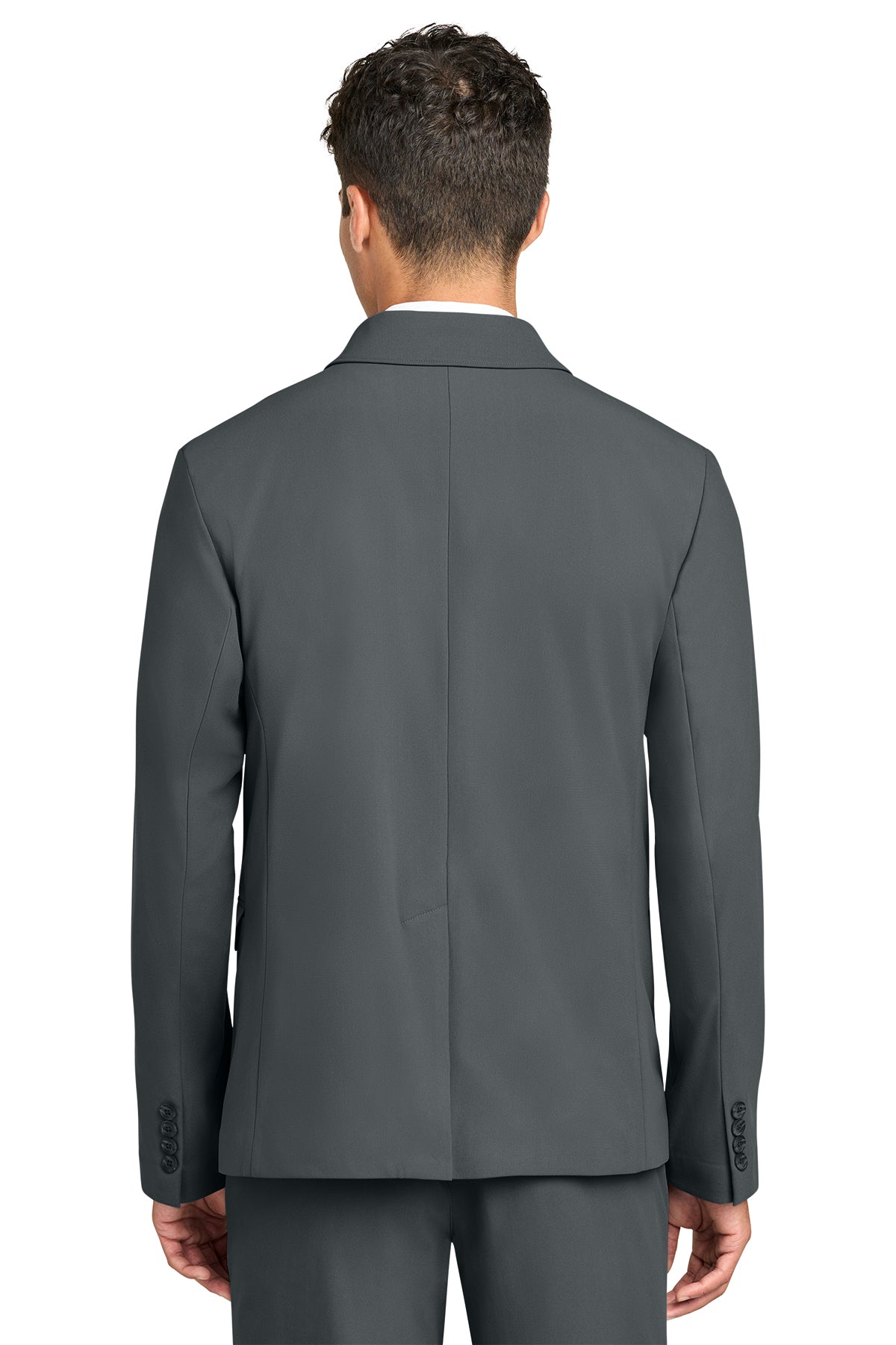 Mercer+Mettle Capital Tech Blazer in Storm Grey, back on model
