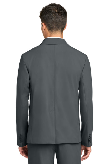 Mercer+Mettle Capital Tech Blazer in Storm Grey, back on model