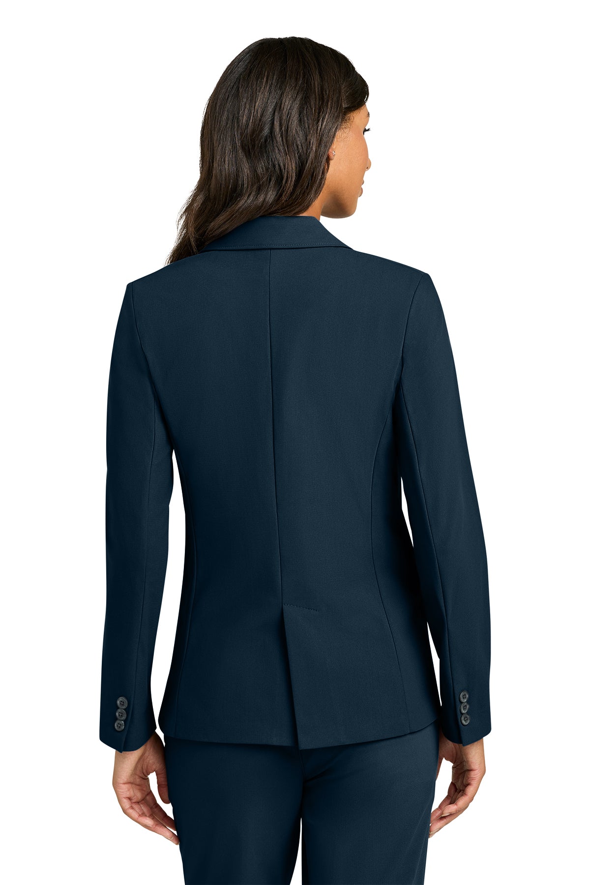Mercer+Mettle Women’s Capital Tech Blazer in Night Navy, back on model