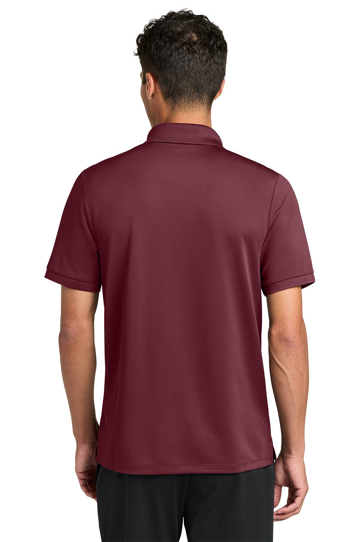 Mercer+Mettle Everyday Performance Polo in Burgundy, back on model