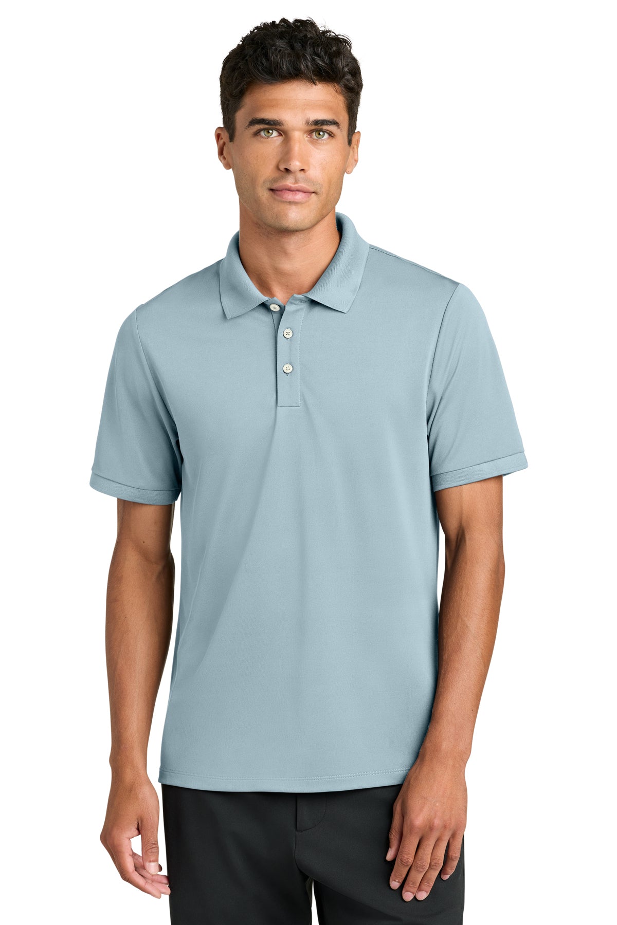 Mercer+Mettle Everyday Performance Polo in Celestial Blue, front on model