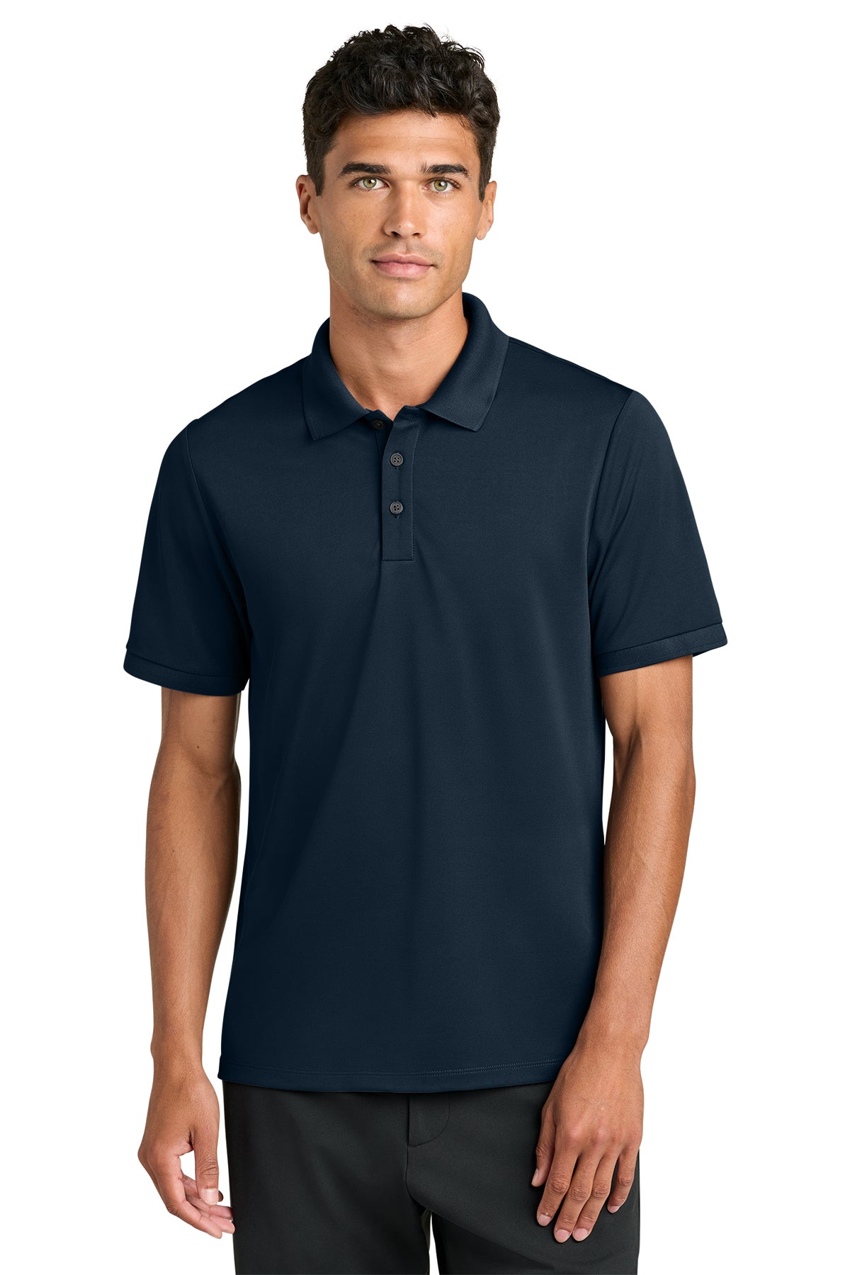Mercer+Mettle Everyday Performance Polo in Night Navy, front on model