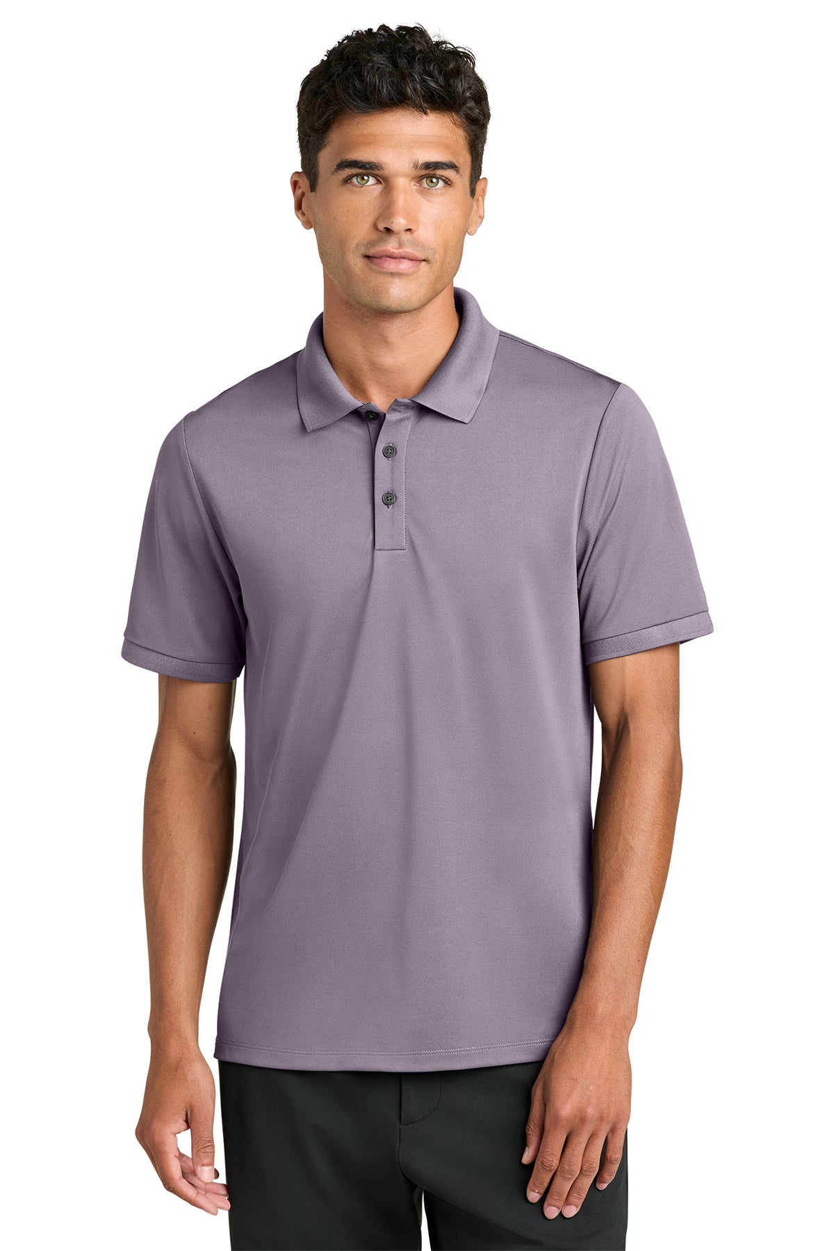 Mercer+Mettle Everyday Performance Polo in Purple Ash, front on model