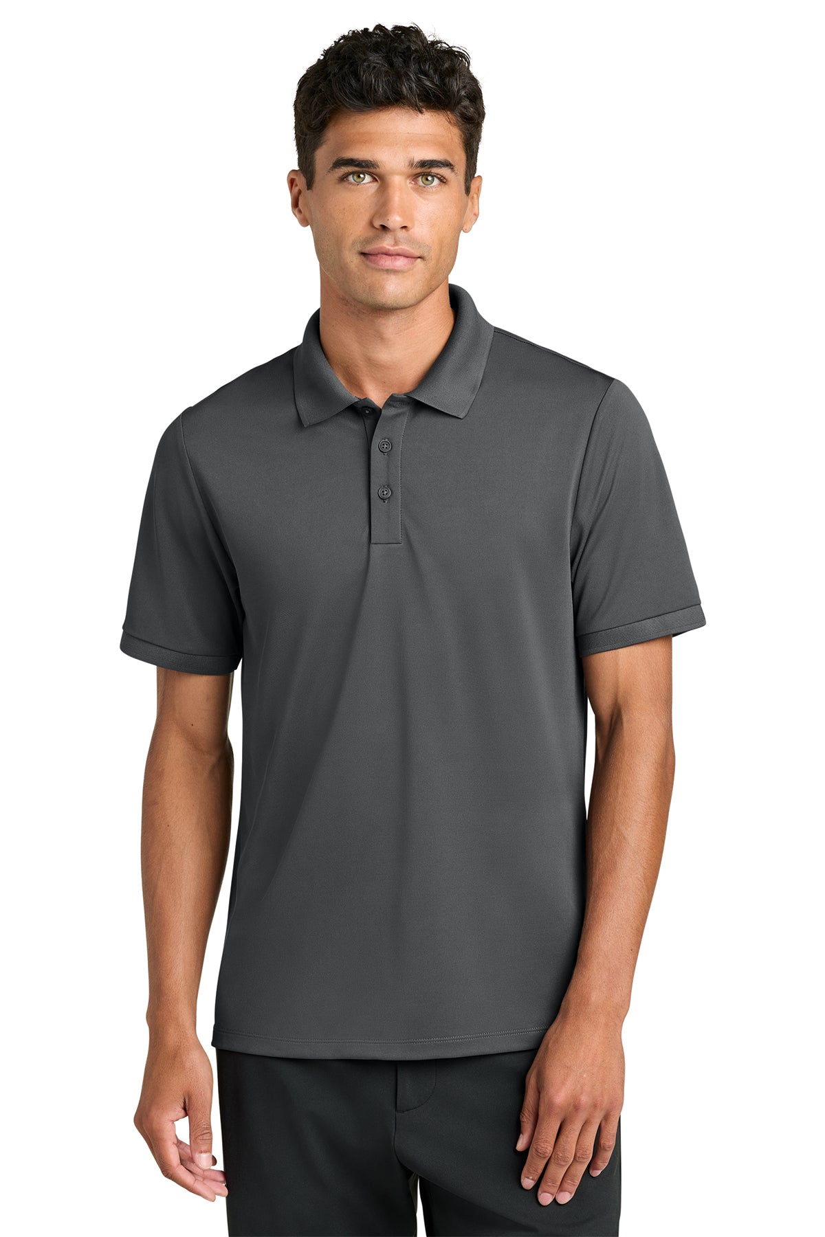 Mercer+Mettle Everyday Performance Polo in Storm Grey, front on model